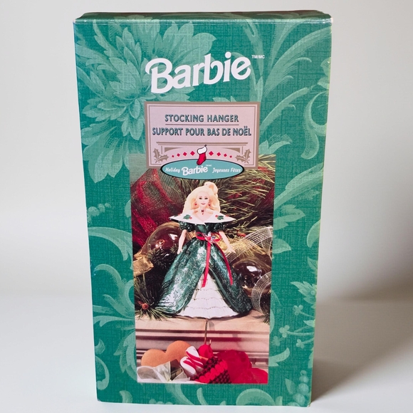 Barbie Other - BARBIE Stocking Holder Holiday Green Dress - Hallmark 1996